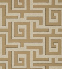Tulum Applique Fabric by Thibaut Wheat on Natural Tulum Applique Fabric by Thibaut Wheat on Natural