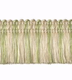 Two Colour Moss Fringe 50mm Trimming by Houles Green/Neutral Two Colour Moss Fringe 50mm Trimming by Houles Green/Neutral