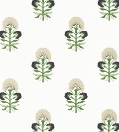 Tybee Bud Wallpaper by Thibaut Black and Green Tybee Bud Wallpaper by Thibaut Black and Green