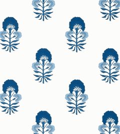 Tybee Bud Wallpaper by Thibaut Blue and White Tybee Bud Wallpaper by Thibaut Blue and White
