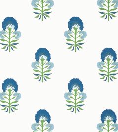 Tybee Bud Wallpaper by Thibaut Green and Blue Tybee Bud Wallpaper by Thibaut Green and Blue