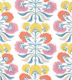 Tybee Tree Fabric by Thibaut Coral and Yellow Tybee Tree Fabric by Thibaut Coral and Yellow