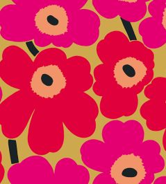 Unikko Metallic Wallpaper by Marimekko Pink/Red Unikko Metallic Wallpaper by Marimekko Pink/Red