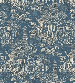 V&A Pagoda Fabric by Arley House French Blue V&A Pagoda Fabric by Arley House French Blue