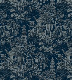 V&A Pagoda Fabric by Arley House Ocean V&A Pagoda Fabric by Arley House Ocean