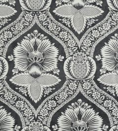 Villandry Damask Print Wallpaper by Schumacher Black Villandry Damask Print Wallpaper by Schumacher Black