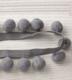 Pom Pom Braid Trimming by Villa Nova Grey Pom Pom Braid Trimming by Villa Nova Grey