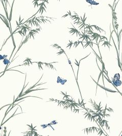 Virginia Wallpaper by Thibaut Blue and Green Virginia Wallpaper by Thibaut Blue and Green