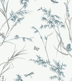 Virginia Wallpaper by Thibaut Cream and Aqua Virginia Wallpaper by Thibaut Cream and Aqua