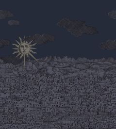 Vista Mediterranea Mural by Cole & Son Midnight with Gilver Sun Vista Mediterranea Mural by Cole & Son Midnight with Gilver Sun