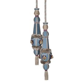 Volanges Double Tassels Tieback Trimming by Houles Blue Nattier Volanges Double Tassels Tieback Trimming by Houles Blue Nattier