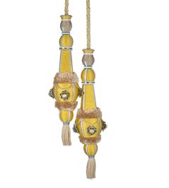 Volanges Double Tassels Tieback Trimming by Houles Jaune Celeste Volanges Double Tassels Tieback Trimming by Houles Jaune Celeste