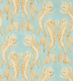 Voyaging Koi Wallpaper by Sanderson Clear Sky / Persimmon Voyaging Koi Wallpaper by Sanderson Clear Sky / Persimmon