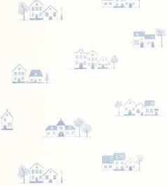 Walk In The Village Wallpaper by Casadeco Bleu Doux Walk In The Village Wallpaper by Casadeco Bleu Doux
