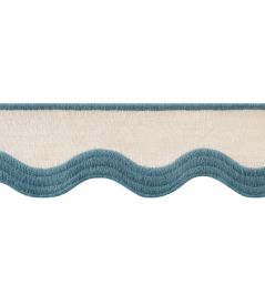 Wave Tape Trimming by Thibaut Peacock on Linen Wave Tape Trimming by Thibaut Peacock on Linen