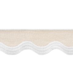 Wave Tape Trimming by Thibaut White on Linen Wave Tape Trimming by Thibaut White on Linen