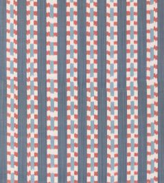 Wayfarer Stripe Fabric by Mulberry Home Blue/Red Wayfarer Stripe Fabric by Mulberry Home Blue/Red