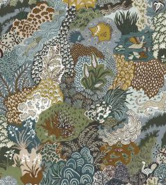 Whimsical Clumps Wallpaper by Josephine Munsey Olive, Brown and Blue Whimsical Clumps Wallpaper by Josephine Munsey Olive, Brown and Blue