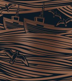 Whitby Wallpaper by Mini Moderns Midnight & Copper Whitby Wallpaper by Mini Moderns Midnight & Copper
