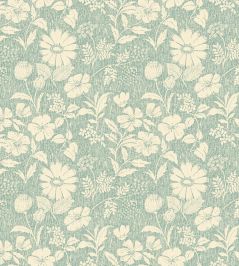 Wild Meadow Fabric by George & Minnie Aqua Wild Meadow Fabric by George & Minnie Aqua