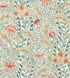 Wild Tulip & Vine Wallpaper by Morris & Co Coral/Teal Wild Tulip & Vine Wallpaper by Morris & Co Coral/Teal