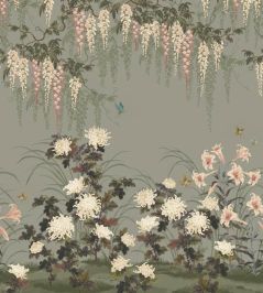 Wisteria Bloom Mural by 1838 Wallcoverings Dark Sage Wisteria Bloom Mural by 1838 Wallcoverings Dark Sage