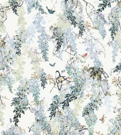Wisteria Falls Wallpaper by Sanderson Aqua Wisteria Falls Wallpaper by Sanderson Aqua