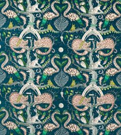 Wonder World Velvet Fabric by Clarke & Clarke Teal Wonder World Velvet Fabric by Clarke & Clarke Teal