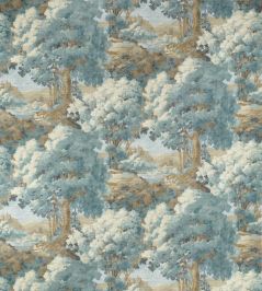Woodland Clearing Fabric by Thibaut Spa Blue Woodland Clearing Fabric by Thibaut Spa Blue