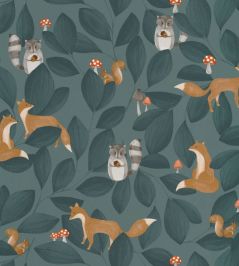 Woodland Friends Wallpaper by Casadeco Bleu Encre Woodland Friends Wallpaper by Casadeco Bleu Encre