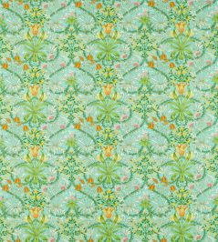 Woodland Weeds Fabric by Morris & Co Orange/Turquoise Woodland Weeds Fabric by Morris & Co Orange/Turquoise