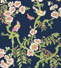 Yukio Wallpaper by Thibaut Navy and Pink Yukio Wallpaper by Thibaut Navy and Pink