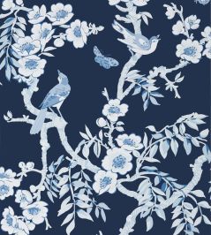 Yukio Wallpaper by Thibaut Navy and White Yukio Wallpaper by Thibaut Navy and White