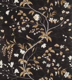 Chambalon Trail Fabric by Zoffany Antique Gold / Vine Black Chambalon Trail Fabric by Zoffany Antique Gold / Vine Black