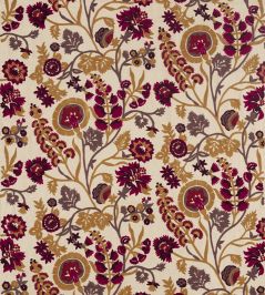 Hardwick Crewel Fabric by Zoffany Antique Gold / Cinnabar Hardwick Crewel Fabric by Zoffany Antique Gold / Cinnabar