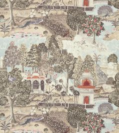 Peacock Garden Fabric by Zoffany Linen/Silver Peacock Garden Fabric by Zoffany Linen/Silver