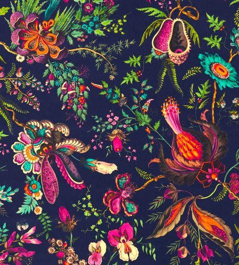 Wonderland Floral Velvet Fabric in Sapphire/Spinel/Emerald by