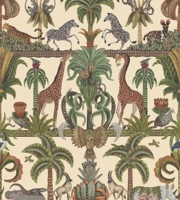 Afrika Kingdom Wallpaper by Cole & Son Olive Green & Spring Green on Cream Afrika Kingdom Wallpaper by Cole & Son Olive Green & Spring Green on Cream