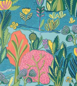 Albero Wallpaper by Thibaut Tangerine and Turquoise Albero Wallpaper by Thibaut Tangerine and Turquoise