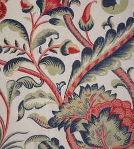 Amberley Fabric by Titley and Marr Prussian, Red & Grass Amberley Fabric by Titley and Marr Prussian, Red & Grass