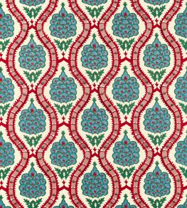 Anar Trellis Fabric by Zoffany Serpentine / Crimson Anar Trellis Fabric by Zoffany Serpentine / Crimson