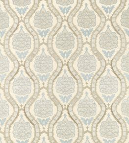 Anar Trellis Fabric by Zoffany Stockholm Blue / Platinum Grey Anar Trellis Fabric by Zoffany Stockholm Blue / Platinum Grey