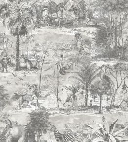 Animal Islands Wallpaper by Brand McKenzie Muted Grey Animal Islands Wallpaper by Brand McKenzie Muted Grey