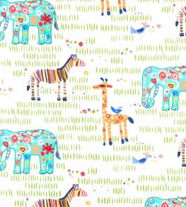 Animal Parade Fabric by Villa Nova Green Animal Parade Fabric by Villa Nova Green