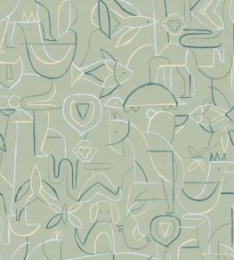 Animalia Wallpaper by Coordonne Emerald Animalia Wallpaper by Coordonne Emerald