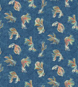 Aquaria Fabric by Osborne & Little Indigo/Coral Aquaria Fabric by Osborne & Little Indigo/Coral