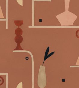 Archaeological Forms Wallpaper by Tres Tintas Red Archaeological Forms Wallpaper by Tres Tintas Red