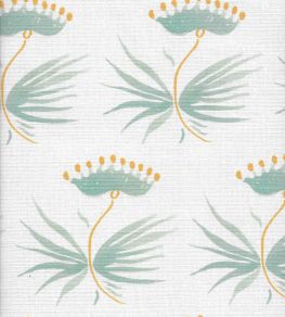 Astrid Fabric by Kate Medlicott Duck Egg & Ochre