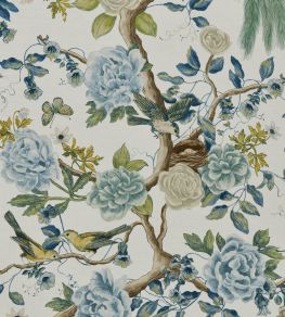 Audubon Garden Fabric by Travers Blue Audubon Garden Fabric by Travers Blue