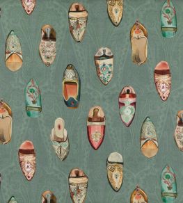 Babouches Fabric by Mulberry Home Teal Babouches Fabric by Mulberry Home Teal